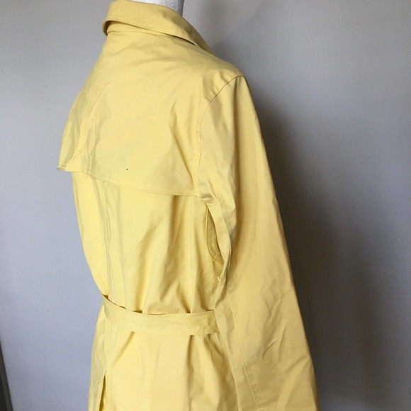 Paul Harris Design Small Yellow Rain Coat Midi Jacket Snap Front Collared Belted - Picture 5 of 12